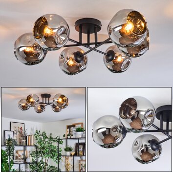 Ripoll lampa sufitowa, kula świetlna chrom, przydymiony, 6-punktowe