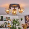Koyoto Lampa sufitowa, Kula świetlna W kolorze bursztynu, 3-punktowe