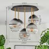 Koyoto lampa sufitowa, kula świetlna 45 cm mosiądz, czarny, 5-punktowe