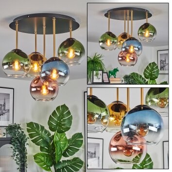 Koyoto Lampa sufitowa, Kula świetlna 45 cm Mosiądz, Czarny, 5-punktowe