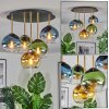 Koyoto lampa sufitowa, kula świetlna 45 cm mosiądz, czarny, 5-punktowe