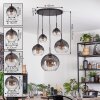 Koyoto lampa wisząca, kula świetlna, lampa wisząca przezroczysty, przydymiony, 5-punktowe