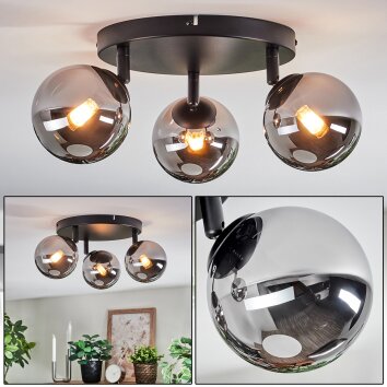 Chehalis Lampa sufitowa, Kula świetlna 44 cm Chrom, Przydymiony, 3-punktowe Chehalis Lampa sufitowa, Kula świetlna 44 cm Chrom, Przydymiony, 3-punktowe