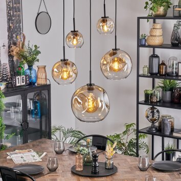 Ripoll lampa wisząca, kula świetlna, lampa wisząca bursztynowy, przezroczysty, 5-punktowe