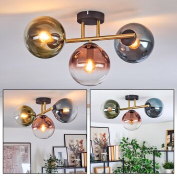 Gastor lampa sufitowa, kula świetlna złoty, czarny, 3-punktowe