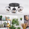 Koyoto lampa sufitowa, kula świetlna chrom, przezroczysty, przydymiony, 3-punktowe