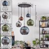 Koyoto lampa wisząca, kula świetlna, lampa wisząca niebeieski, chrom, zielony, miedziany, przydymiony, 5-punktowe