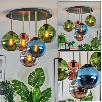 Gastor lampa sufitowa, kula świetlna 45 cm mosiądz, czarny, 5-punktowe
