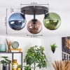 Gastor lampa sufitowa, kula świetlna niebeieski, zielony, miedziany, 3-punktowe
