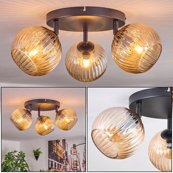 Koyoto lampa sufitowa, kula świetlna bursztynowy, 3-punktowe