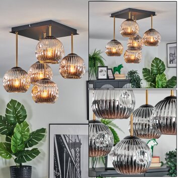 Ripoll Lampa sufitowa, Kula świetlna Złoty, Czarny, 5-punktowe