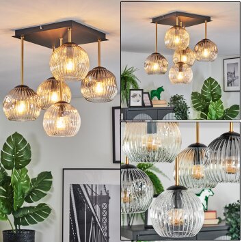 Ripoll lampa sufitowa, kula świetlna złoty, czarny, 5-punktowe