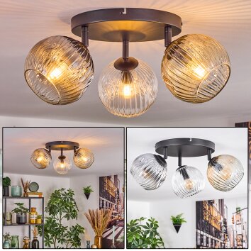 Ripoll Lampa sufitowa, Kula świetlna W kolorze bursztynu, Przezroczysty, Przydymiony, 3-punktowe