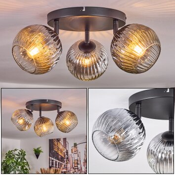 Ripoll lampa sufitowa, kula świetlna przezroczysty, przydymiony, 3-punktowe