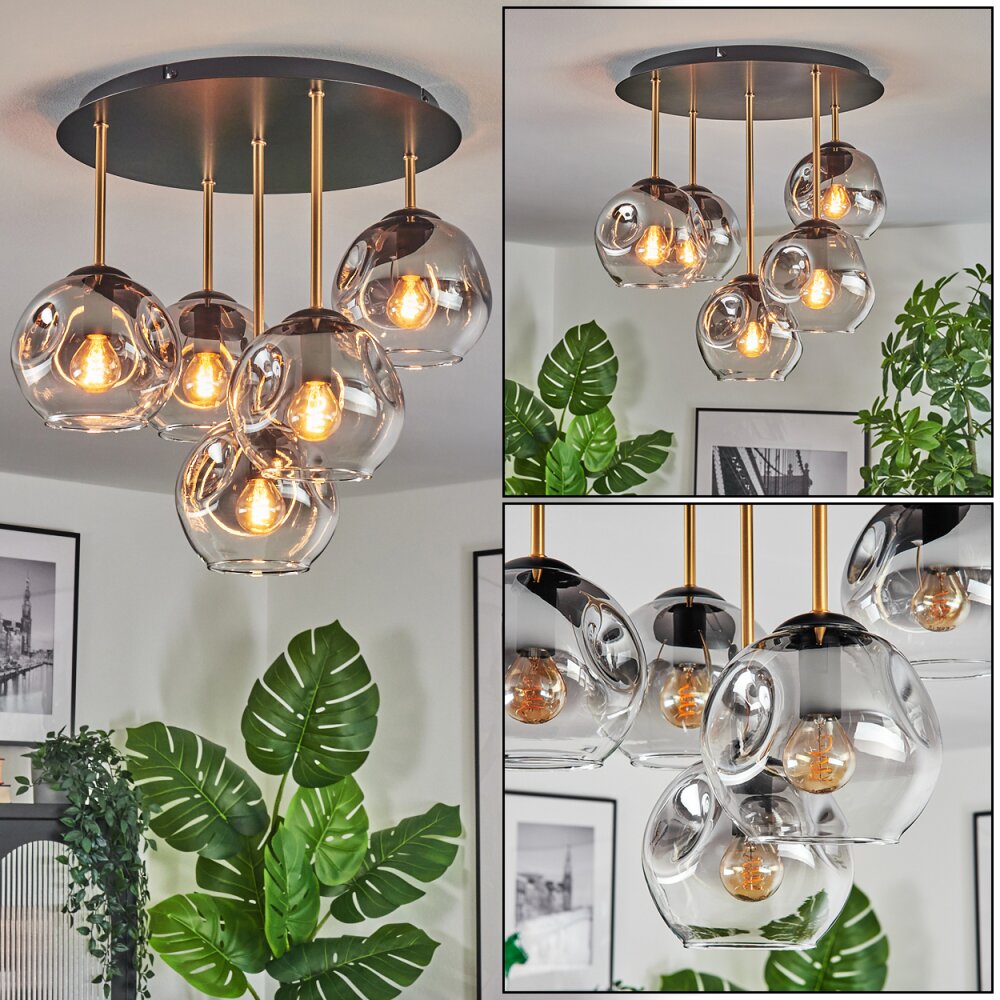 Ripoll Lampa sufitowa, Kula świetlna Mosiądz, Czarny, 5-punktowe main product photo