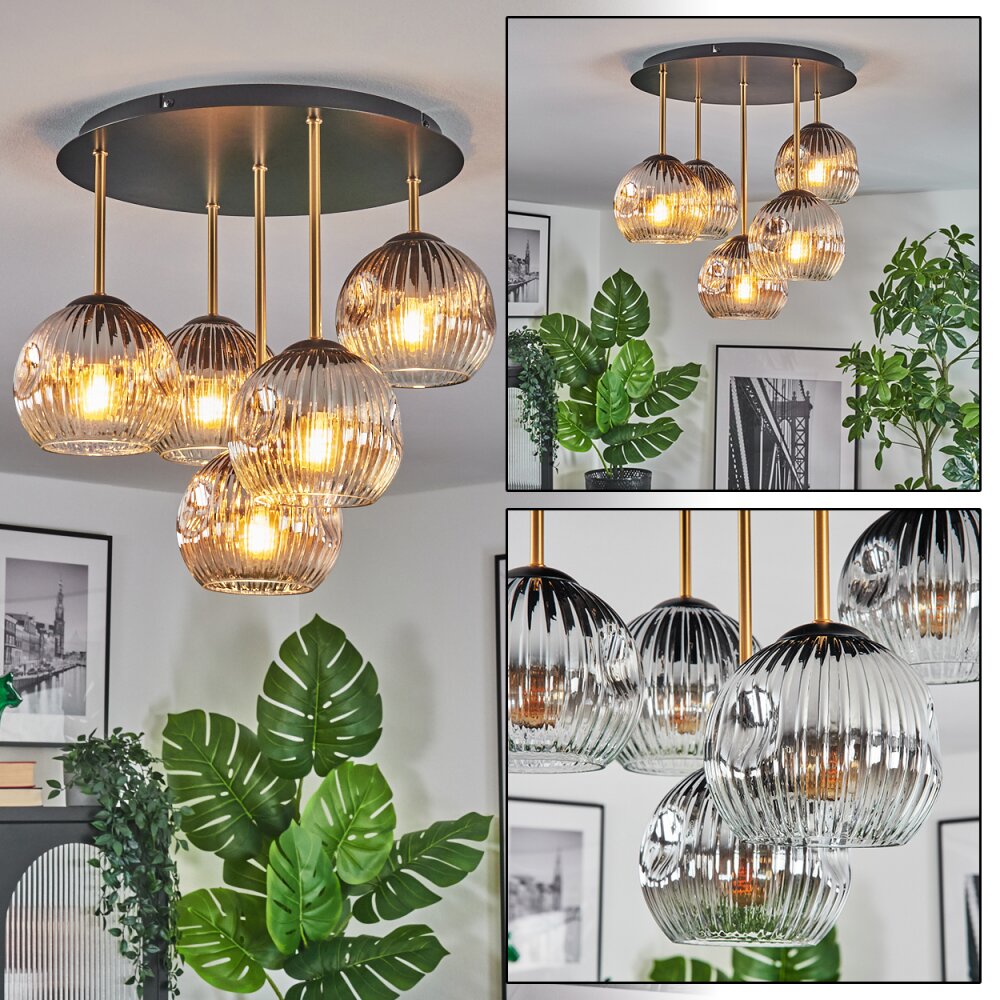 Ripoll Lampa sufitowa, Kula świetlna Mosiądz, Czarny, 5-punktowe main product photo