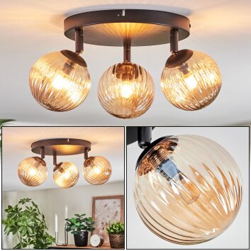 Chehalis Lampa sufitowa, Kula świetlna W kolorze bursztynu, 3-punktowe