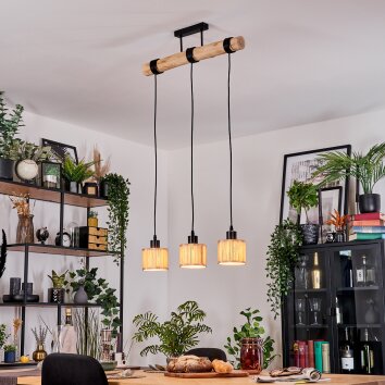 Bongal lampa wisząca, lampa wisząca kolory naturalne, czarny, 3-punktowe