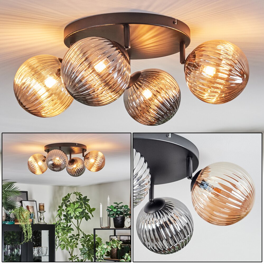 Chehalis Lampa sufitowa, Kula świetlna W kolorze bursztynu, Przydymiony, 4-punktowe main product photo