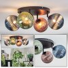 Chehalis lampa sufitowa, kula świetlna 30 cm niebeieski, zielony, miedziany, 4-punktowe