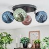 Chehalis lampa sufitowa, kula świetlna 30 cm niebeieski, zielony, miedziany, 4-punktowe