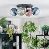 Chehalis lampa sufitowa, kula świetlna 30 cm niebeieski, zielony, przezroczysty, miedziany, 4-punktowe