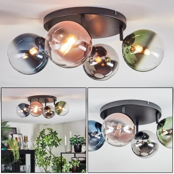 Chehalis lampa sufitowa, kula świetlna niebeieski, chrom, zielony, przezroczysty, miedziany, przydymiony, 4-punktowe