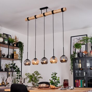 Ripoll lampa wisząca, kula świetlna, lampa wisząca kolory naturalne, czarny, 5-punktowe