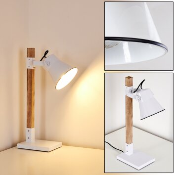 Oksbol Lampa stołowa Brązowy, Biały, 1-punktowy Oksbol Lampa stołowa Brązowy, Biały, 1-punktowy