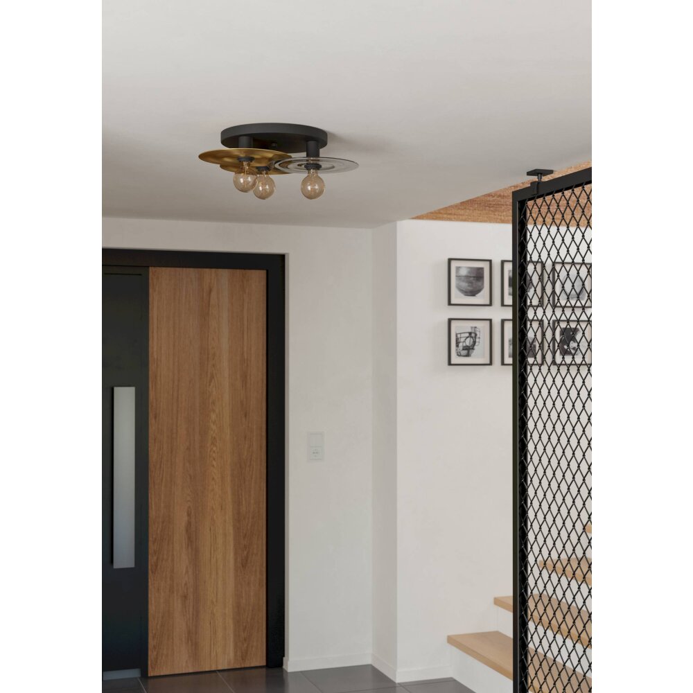 Oświetlenie Eglo LINTMILL Lampa sufitowa, Lampa ścienna Mosiądz, Czarny, 3-punktowe main product photo