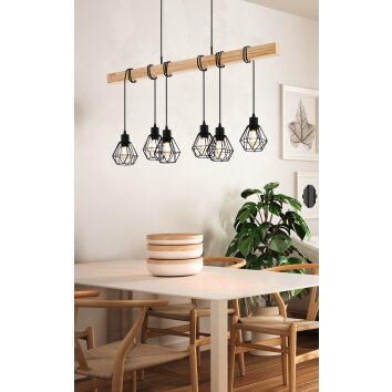 Oświetlenie Eglo EGLO Lampa wisząca Brązowy, Czarny, 6-punktowe
