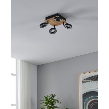 Oświetlenie Eglo RIELVES Lampa sufitowa, Spot sufitowy LED Brązowy, Czarny