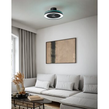 Oświetlenie Eglo mit lampa z wentylatorem LED Czarny, Zdalne sterowanie, Zmieniacz kolorów Oświetlenie Eglo mit lampa z wentylatorem LED Czarny, Zdalne sterowanie, Zmieniacz kolorów
