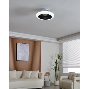 Oświetlenie Eglo mit lampa z wentylatorem LED Czarny, Biały, Zdalne sterowanie