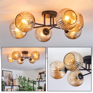 Ripoll lampa sufitowa, kula świetlna bursztynowy, 6-punktowe