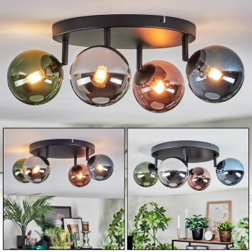 Chehalis lampa sufitowa, kula świetlna niebeieski, chrom, zielony, miedziany, przydymiony, 4-punktowe