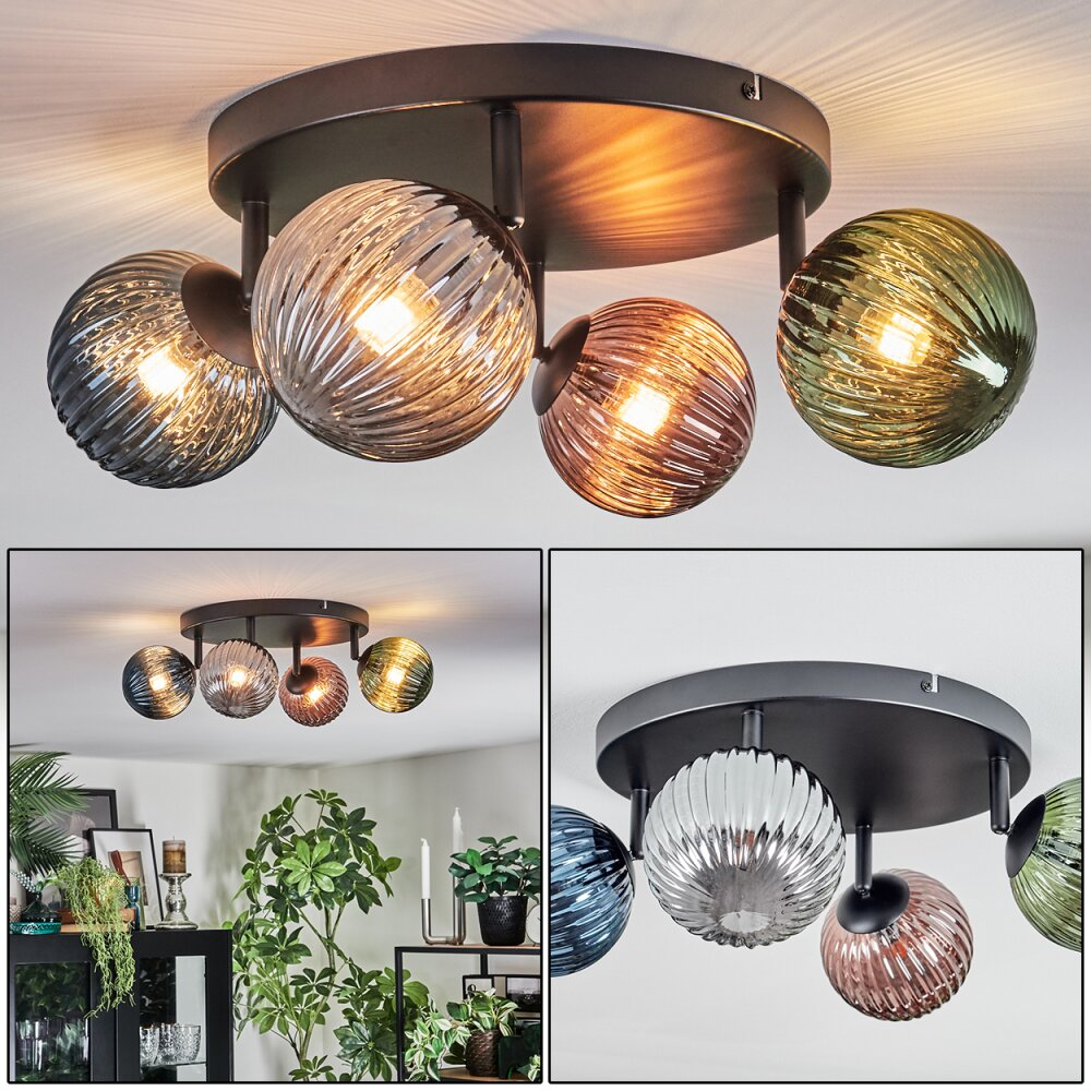 Chehalis Lampa sufitowa, Kula świetlna Niebeieski, Zielony, W kolorze miedzi, Przydymiony, 4-punktowe main product photo