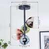Chehalis lampa sufitowa, kula świetlna 27 cm niebeieski, chrom, zielony, przezroczysty, miedziany, przydymiony, 4-punktowe