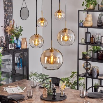 Koyoto lampa wisząca, kula świetlna, lampa wisząca złoty, czarny, 5-punktowe