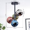 Chehalis lampa sufitowa, kula świetlna 27 cm niebeieski, chrom, zielony, miedziany, przydymiony, 4-punktowe