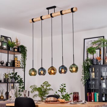 Ripoll lampa wisząca, kula świetlna, lampa wisząca kolory naturalne, czarny, 5-punktowe
