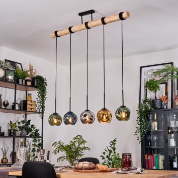 Ripoll lampa wisząca, kula świetlna, lampa wisząca kolory naturalne, czarny, 5-punktowe