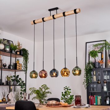 Ripoll lampa wisząca, kula świetlna, lampa wisząca kolory naturalne, czarny, 5-punktowe
