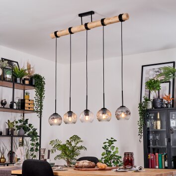 Ripoll lampa wisząca, kula świetlna, lampa wisząca kolory naturalne, czarny, 5-punktowe