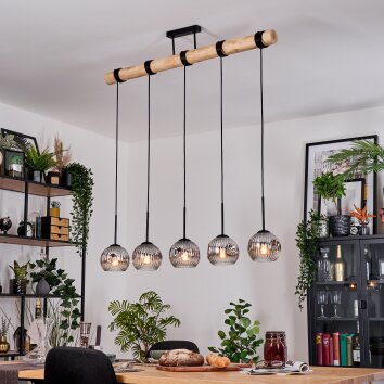 Ripoll lampa wisząca, kula świetlna, lampa wisząca kolory naturalne, czarny, 5-punktowe