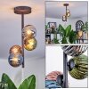 Chehalis lampa sufitowa, kula świetlna 27 cm niebeieski, chrom, zielony, miedziany, przydymiony, 4-punktowe