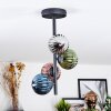 Chehalis lampa sufitowa, kula świetlna 27 cm niebeieski, chrom, zielony, miedziany, przydymiony, 4-punktowe