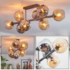 Koyoto lampa sufitowa, kula świetlna bursztynowy, chrom, przydymiony, 8-punktowe