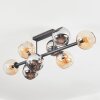 Koyoto lampa sufitowa, kula świetlna bursztynowy, chrom, przydymiony, 8-punktowe