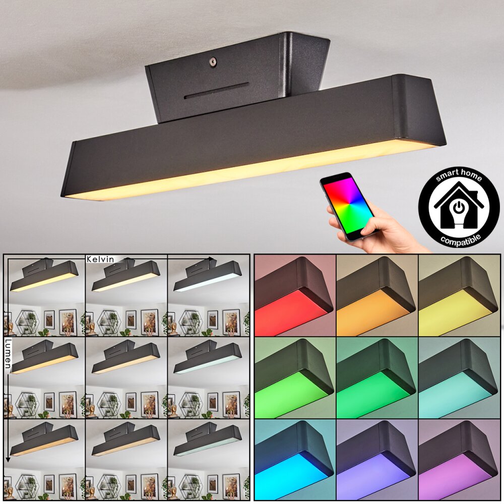 Tarin Lampa sufitowa LED Czarny, 1-punktowy, Zmieniacz kolorów main product photo